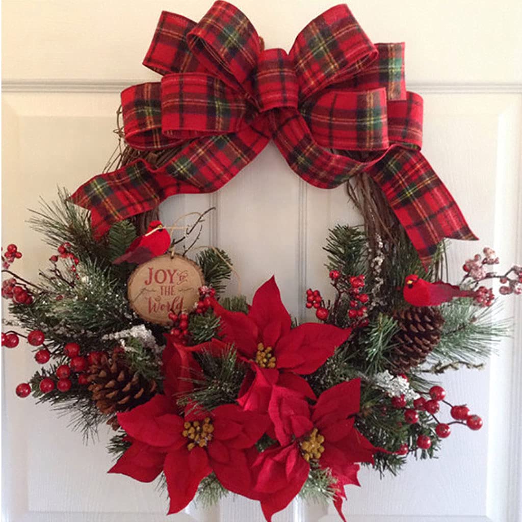 Christmas Wreaths for Front Door Door Wreath with Artificial Pinecone Red Housewarming Gift Farmhouse Home Decor Christmas Garlands for Decor