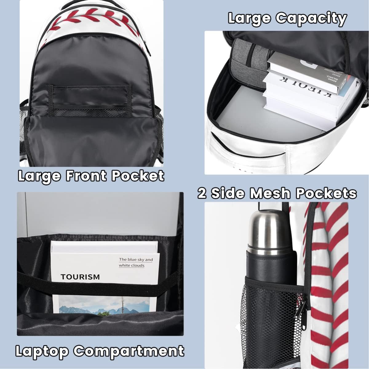 Baseball Pattern School Backpack for Boys Girls Teens Sport College Students Backpack Laptop Backpack Travel Backpacks Bookbag Daypack