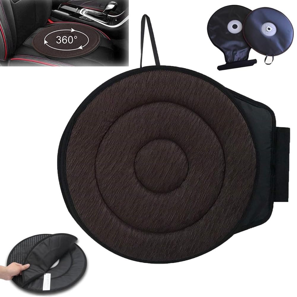 360° Rotating Seat Cushion for Car, Swivel Seat Cushion for Car for Elderly, Non Slip 360° Rotating Seat Cushion, Chair Assist for Pregnant Women and Elderly (Brown, Round)