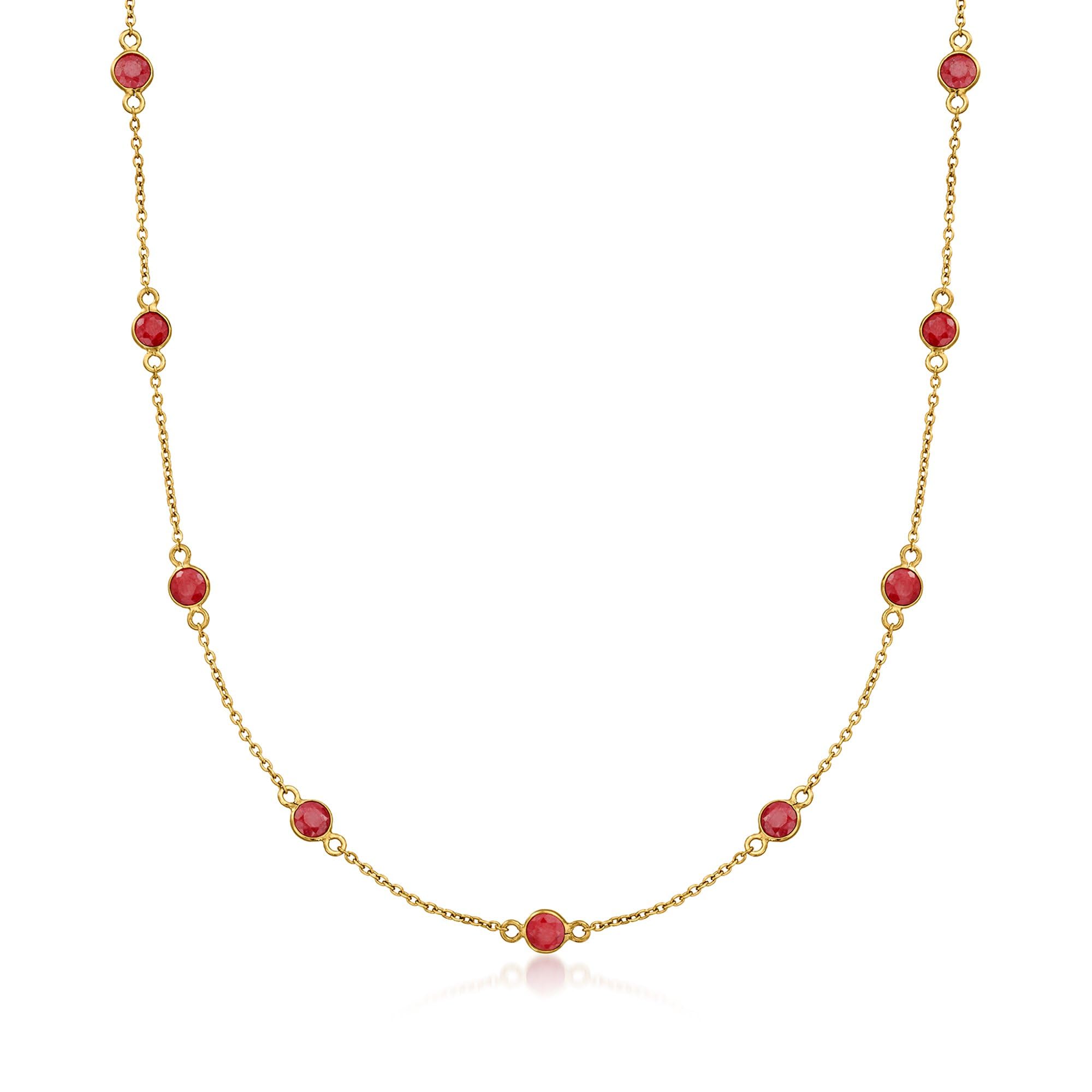 Ross-Simons 3.10 ct. t.w. Ruby Station Necklace in 18kt Gold Over Sterling
