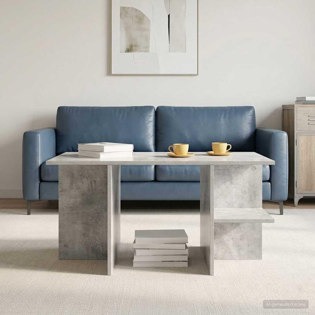 Table basse gris béton 87 cm meuble de rangement salon et table d'appoint