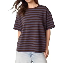 Women Vintage Striped Grunge Top Short Sleeve Oversized T-Shirt Goth Emo Tee Shirt Y2K Aesthetic Harajuku Clothes