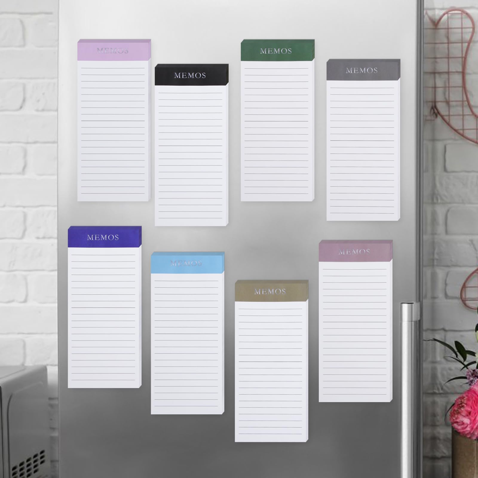 FLIPPED Magnetische Notizblöcke für Kühlschrank, Notizblock für Kühlschrank, Einkaufsliste, Vollmagnet auf der Rückseite, Magnet-Notizblöcke für Einkaufsliste, Einkaufsliste, Minimalismus, 8 Stück