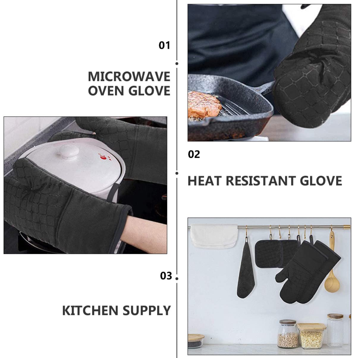 Manoplas para Hornear Cocinar Guantes De Horno Transpirables y Cómodos Unidades