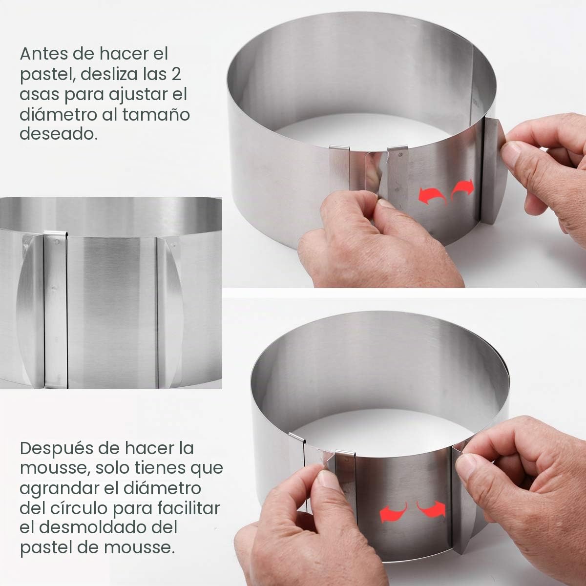 Molde Redondo Para Pasteles 16-30 cm Ajustable Aro Redondo Repostería con Acetato Reposteria Aro Con Escala Molde Redondo para Tarta Pastel Aros para Emplatar Anillo de Pastel Acero Inoxidable