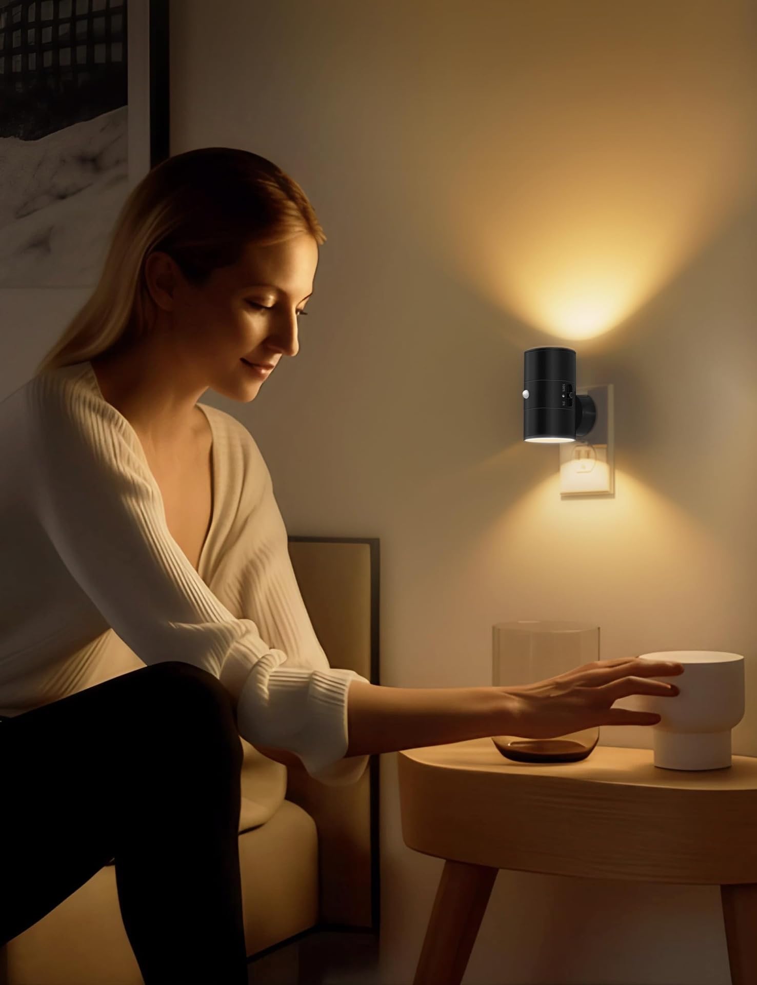 2 opakowania jasnych lampek nocnych LED z wtyczką do gniazdka ściennego, ściemnialna lampka nocna z wtyczką, czujnik światła, dekoracyjna dioda LED do korytarza, łazienki i kuchni
