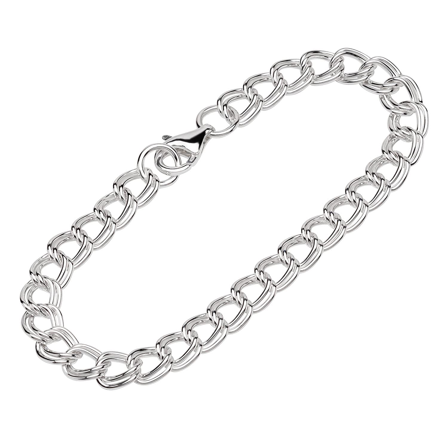 NKlaus Bracelet 925 Sterling Silver 19cm Twin Panzer Chain Ladies