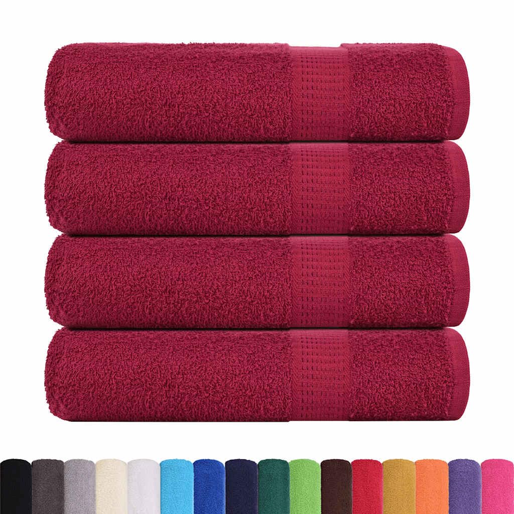 Hothingwell Asciugamani doccia in cotone, 4 pezzi, 70 x 140 cm, colore: bordeaux | Certificato Oeko-Tex, assorbente, fibbia sospesa, lavabile in lavatrice, uso versatile