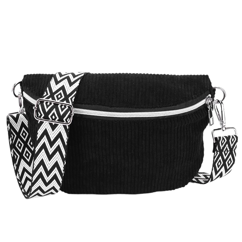 Sac banane en velours côtelé avec sangle réglable, sac de poitrine pour homme et femme
