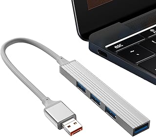 USB C Multiport Hub, 4 Ports USB Splitter, Lightweight Design Multi Port Adapter, Durable Aluminum USB C Adapter, USB Expander for Laptop Flash Drive HDD Console, Printer, Camera, Mouse