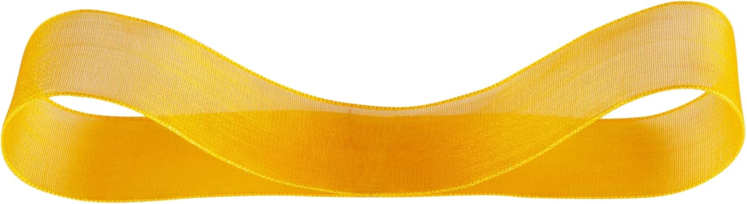 Ribbonitlux 25mm Sheer Organza Ribbon, Old Gold Shimmer Chiffon Ribbon 45M-Roll - Image 3