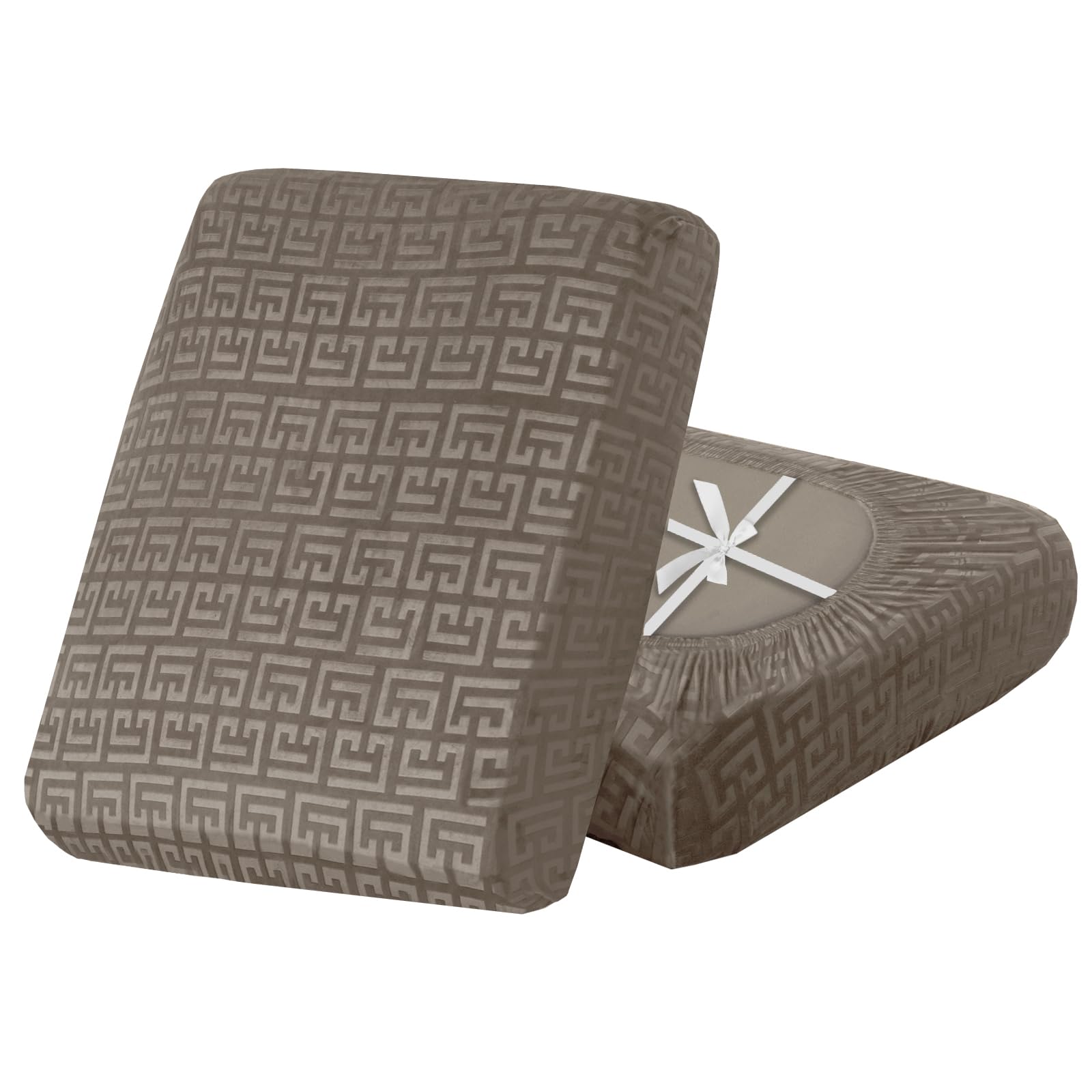 SYLC Stretch Sofa Cushion Covers Velvet Knurling, Non Slip Seat Covers for Sofas with Ties, Fitted Caravan Cushion Covers for Sofa/Settee/Couch/Motorhome (Taupe,1pc 3-Seat) โ image 1