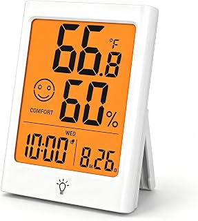 Timloon Digital Thermometer Hygrometer, Smart Indoor Temperature and Humidity Monitor with °c/°f Switch and Alarm for Home, Office, Bedroom, Baby Room, Kitchen, Warehouse, Wine Cellar, Etc.