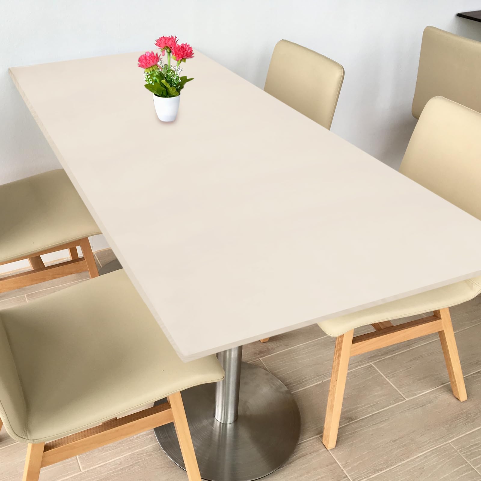 sourcing map Fitted Tablecloth Fit 8ft Rectangle Table, Polyester Washable Spandex Stretch Table Cover with Elastic Edge for Picnic Camping Patio Outdoor (96"x30", Peach Pink)