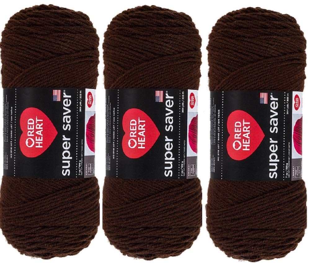 Red Heart Super Saver Yarn (3-Pack) Coffee E300-365