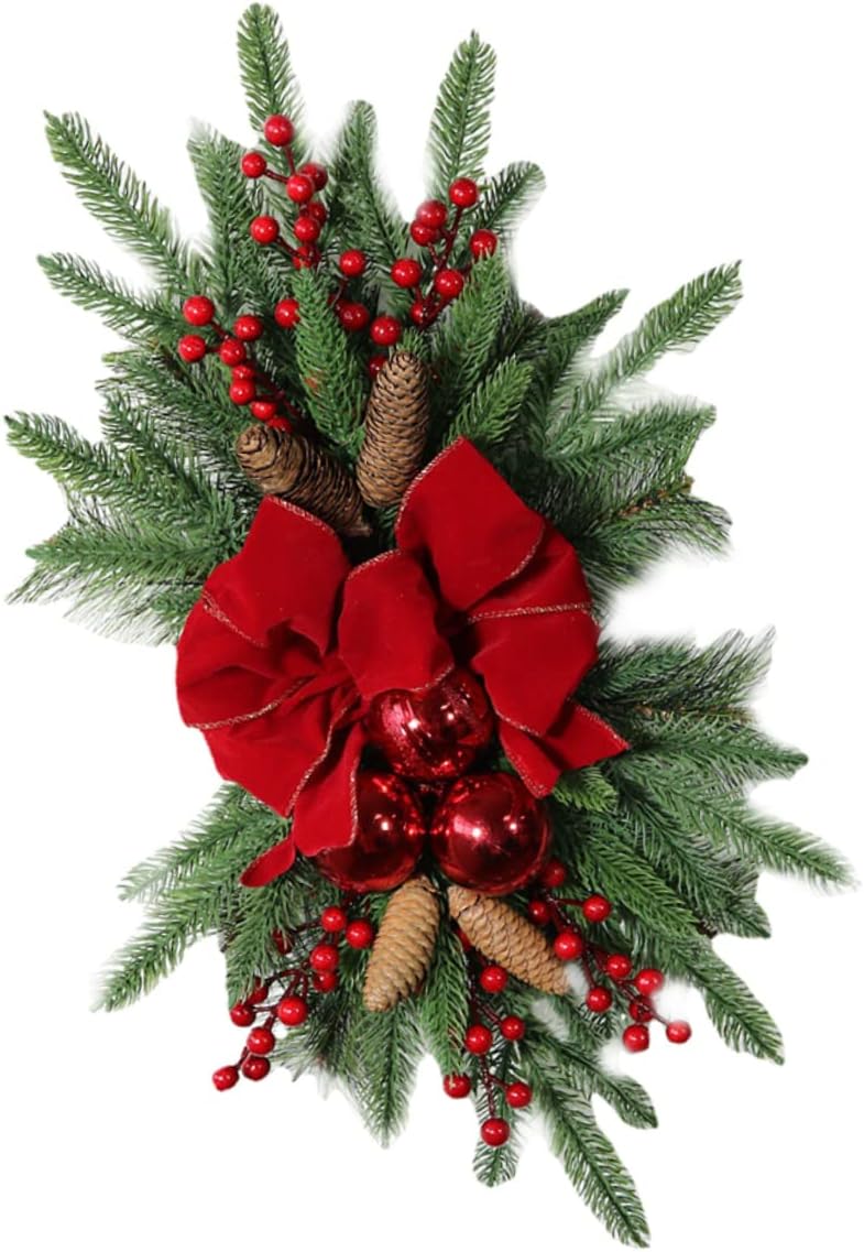 Christmas Wreath Decor Bow Lightweight Hanging Ornament for Home Decor Christmas Wall Decoration Reusable Easy Care for Staircase and Fireplace