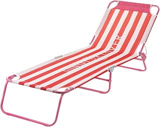 KASANOVA Tumbona plegable para tomar el sol, color rojo y azul
