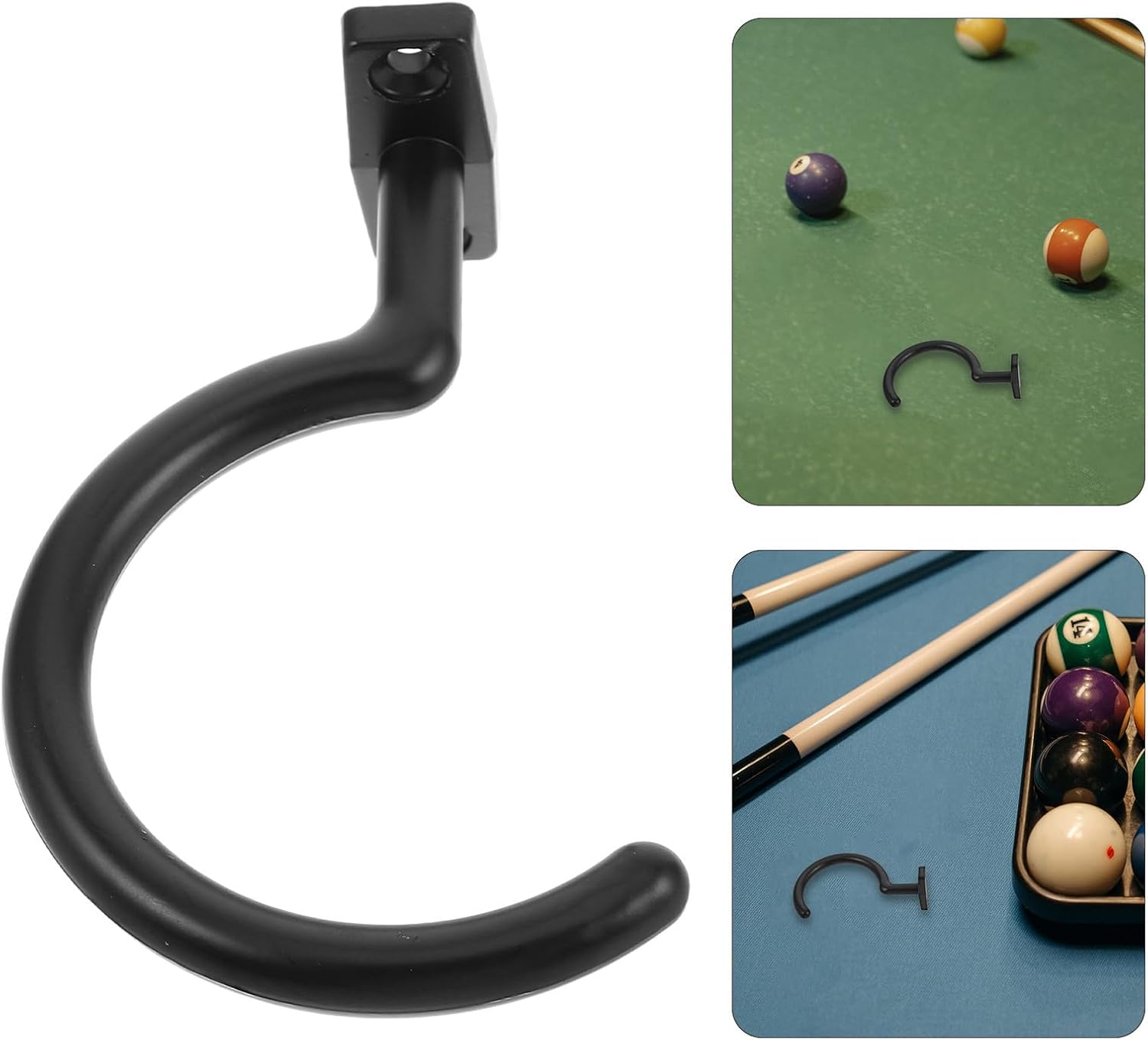 Billiard Accessory Pool Table Side Hanger Black Metal Rack Hook Wear-resistant Snooker Cue Holder for Table Billiards Equipment