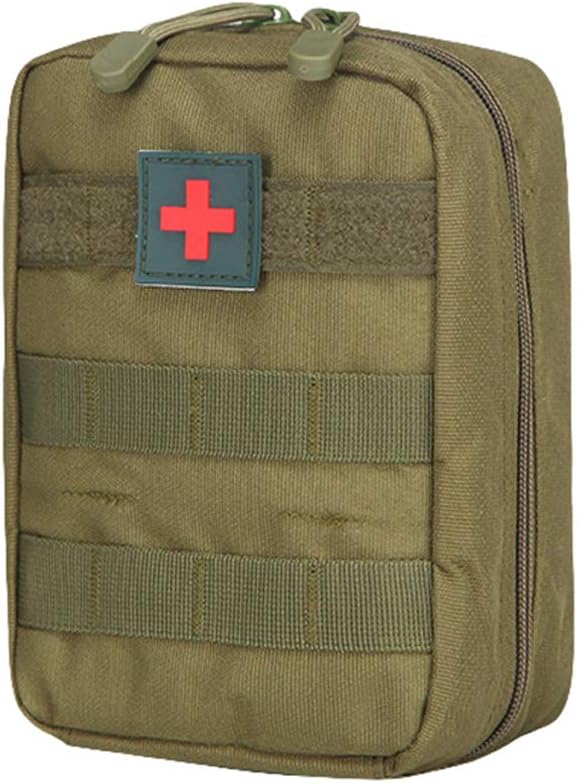 Kaiyei Tactica Bolsa Primeros Auxilios MOLLE Médico Bolsa, EMT Kit de Supervivencia Bolsa con Parche Bolsa Bandolera Militar Kit Utilitario Impermeable 800D Oxford para Cámping Ciclismo Verde Militar