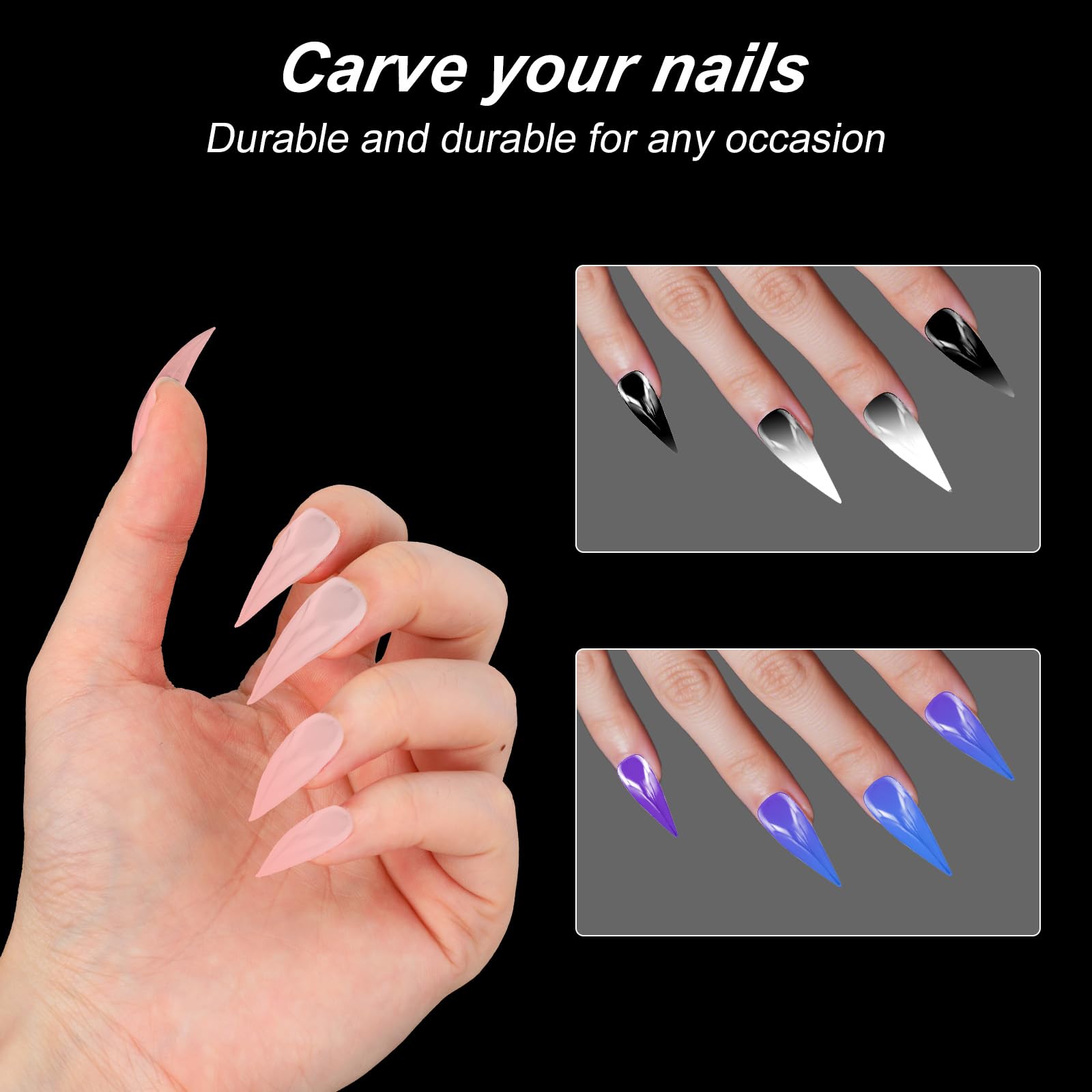 lasuroa 140szt Żelowych Form do Przedłużania Paznokci, Rozmiar 14 Przezroczyste Formy Paznokci Eagle Claw Wielokrotnego Użytku Zakrzywione Formy do Salonu Manicure Sztuki DIY Halloween