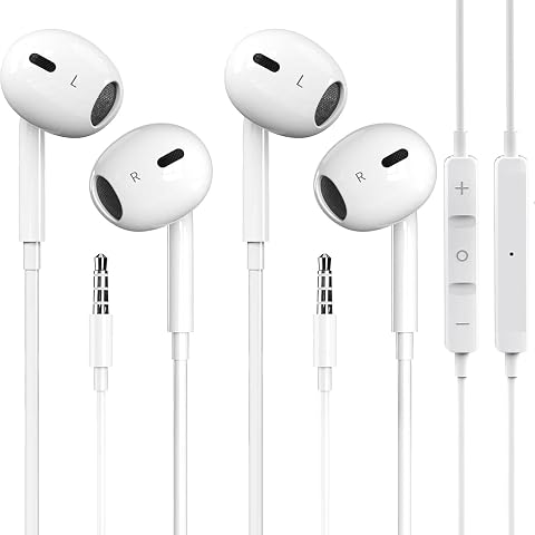 2 Pack Wired iPhone Earbuds Wired Headphones with 3 5mm Earphones with Microphone Volume Control Compatible for iPhone