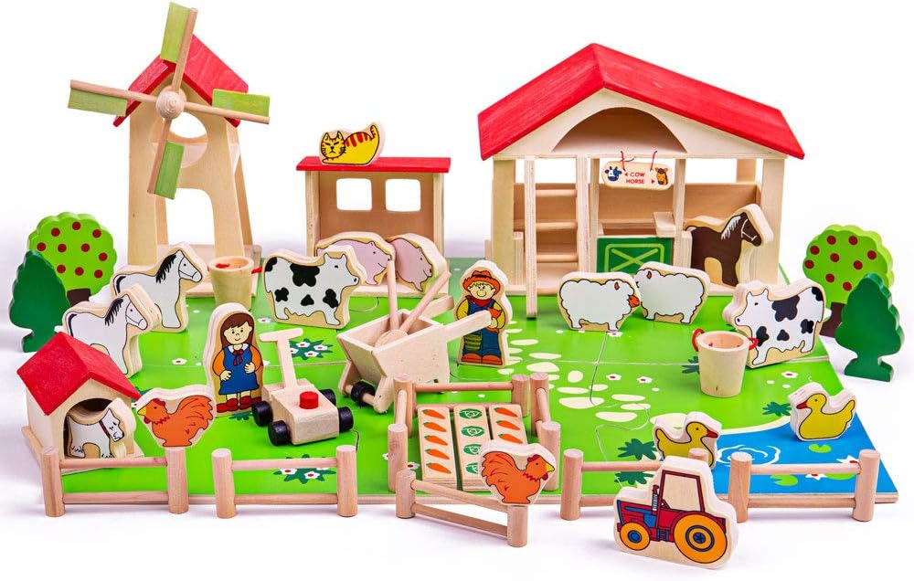 Bigjigs Toys Wooden Farm Playset (50 Pieces)