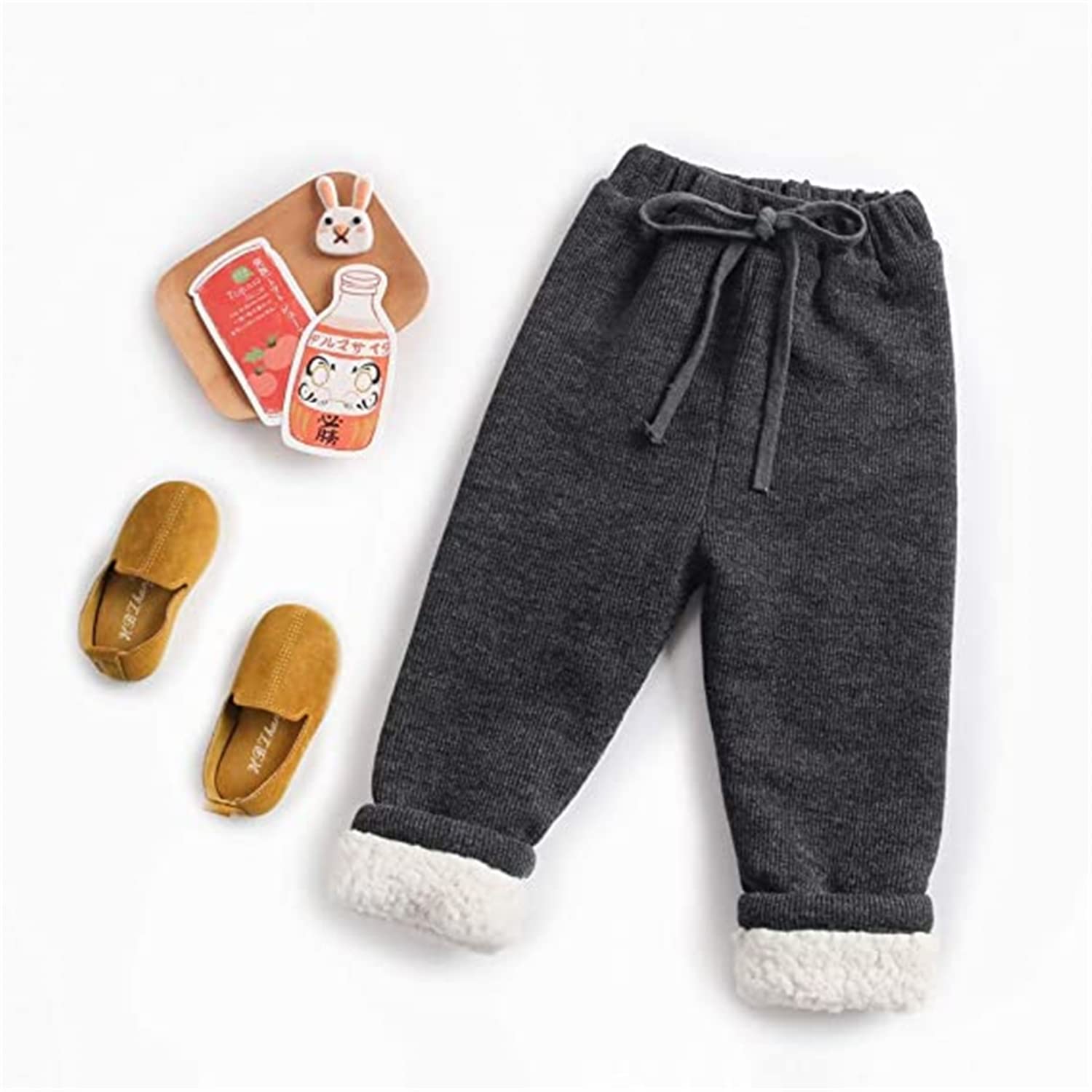 Little Baby Girl Boy Inverno Caldo Pantaloni da Jogging a Vita Alta Pantaloni da Bambino in Cotone con Coulisse Pantaloni di Velluto a Coste Foderati in Pile