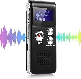 Digital Voice Recorders with MP3 Player 8GB Audio Recorder Automatic Noise Reduction and Rechargeable USB 24 Hours Recording Work