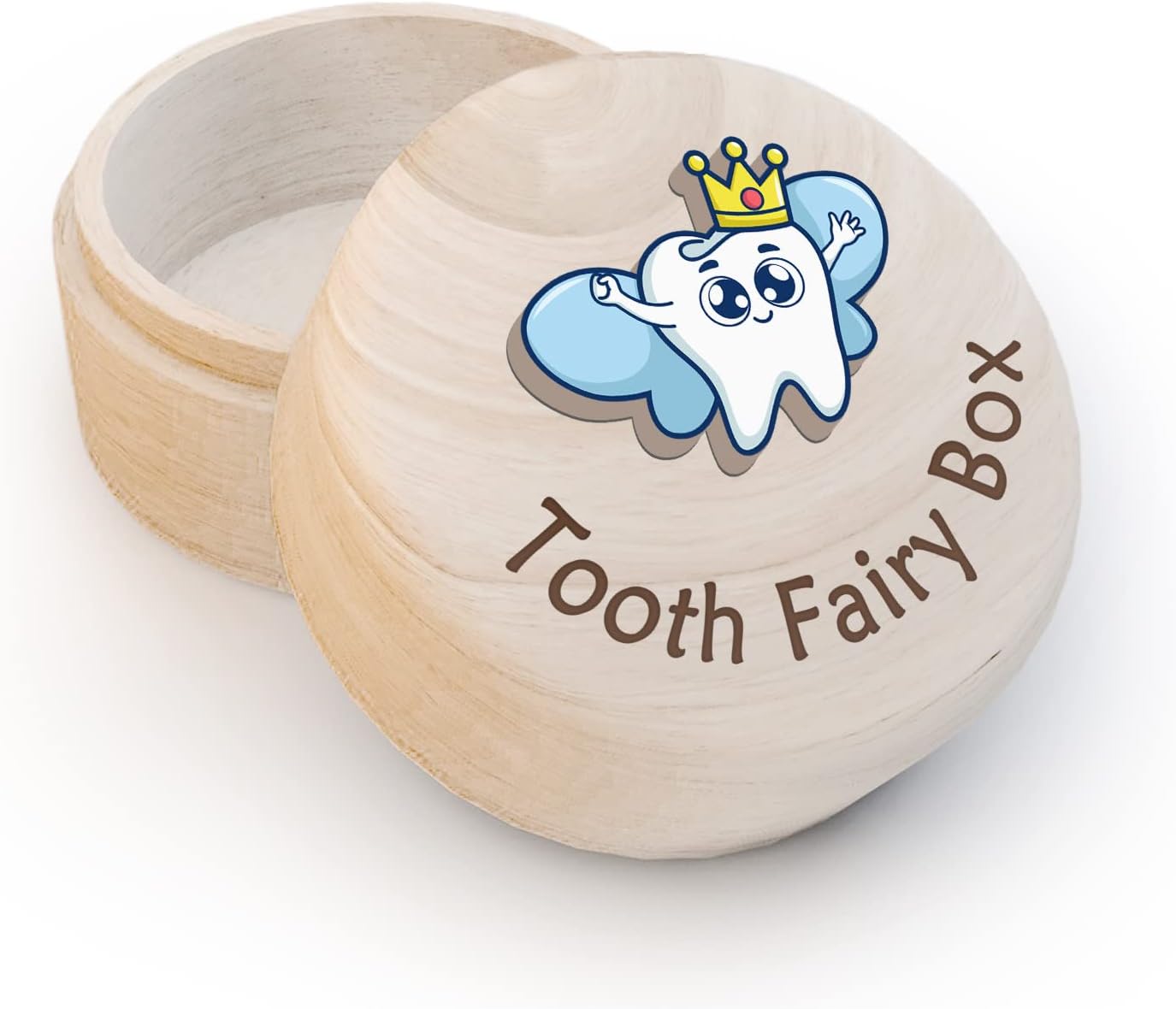 Azbuk Tooth Fairy Box for Boys Girls, Wings Tooth Wooden Box and 3D Tooth, Stores Lost Teeth for Kids Child, Dropped Tooth Keepsake Storage Box to Place Under Pillow, Teeth Container Box