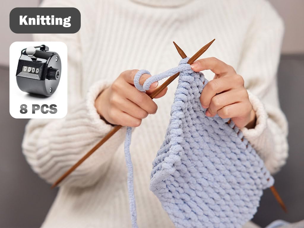 Contador Manual Mecánico de 4 Dígitos, 8 Piezas, Podómetro para Tejer, Golf y Remo, Negro