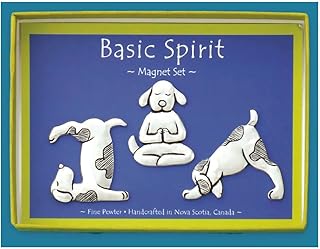 Basic Spirit Yoga Dogs Medium Pewter Magnet Set for Pet Animal Lover, Kitchen Office Organizing Outdoor Picnic Home Decorative Gift