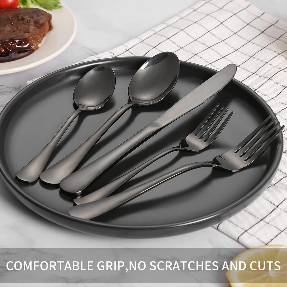 Xingjiake Black Silverware Set, 40 Piece for 8, Stainless Steel view 4