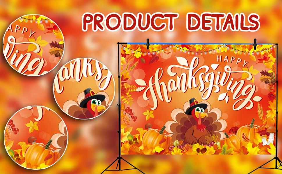 Toile de fond Thanksgiving en tissu résistant pour bannière de photographie