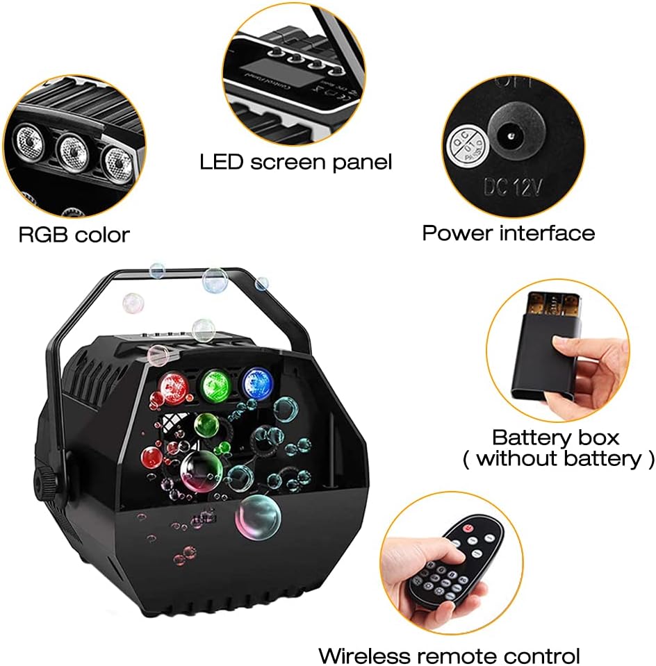 Swetup Bubble Machine, Handheld Portable Bubble Machine with Led Lights