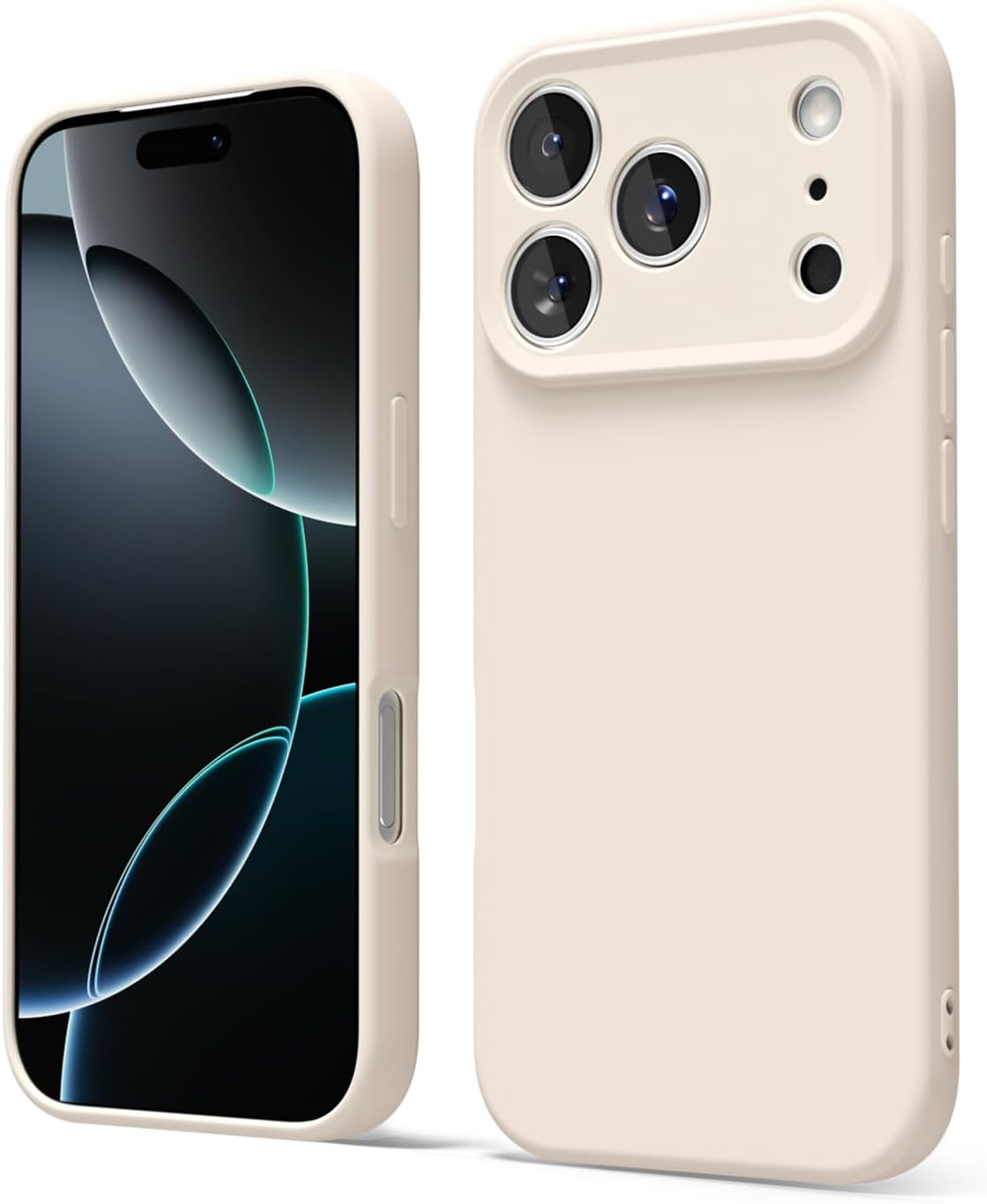 oakxco for iPhone 17 Pro Max Phone Case Liquid Silicone, Cute Thin Slim Grip Soft Rubber Gel for Women Men, Smooth Matte TPU Plain Solid Color Girly Simple Case with Camera Cover, Beige Stone Beige 17 Pro Max