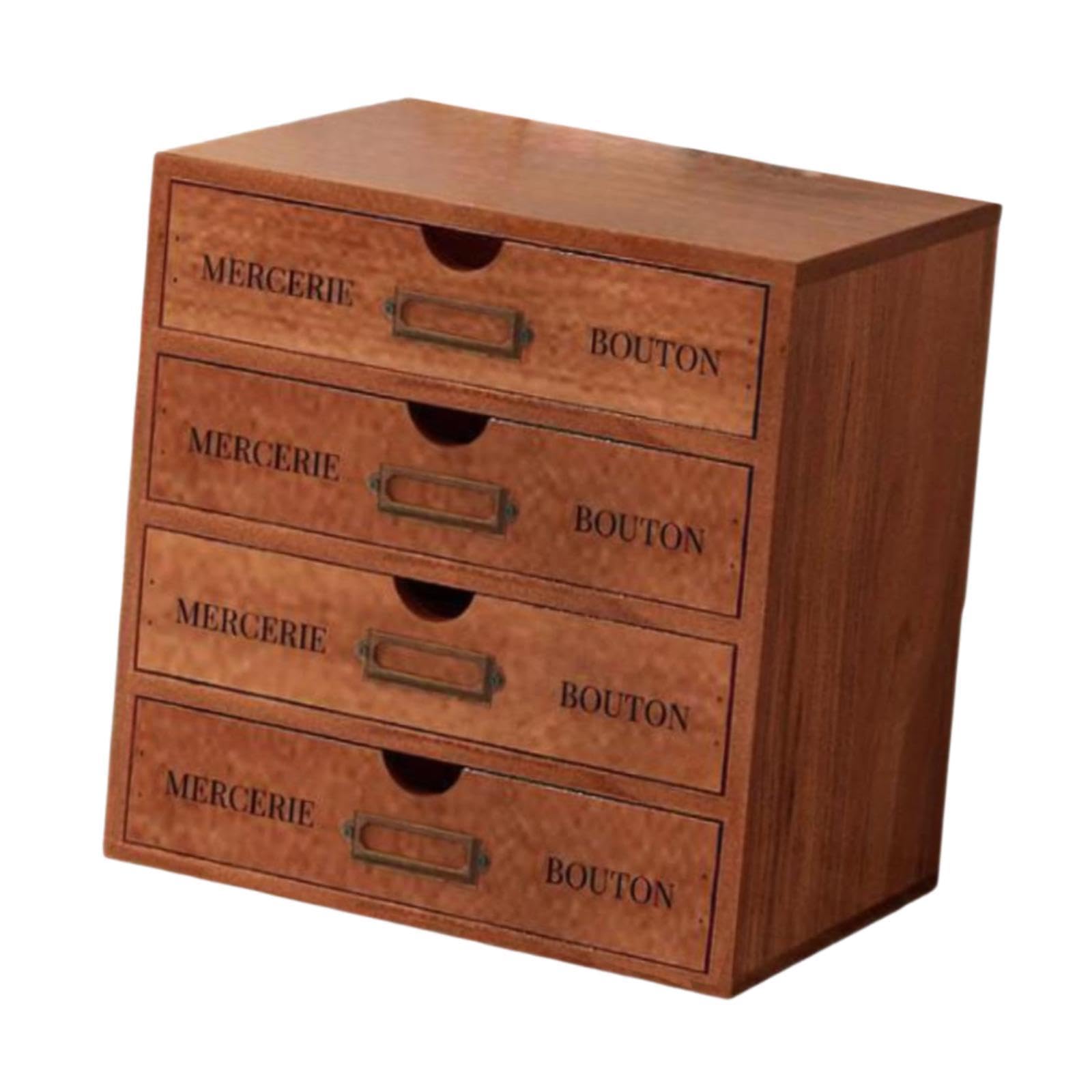Desk Organizer with 4 Drawers Stackable Wooden Storage Box for Home Supplies | Home & Garden | Furniture | Dressers & Chests of Drawers-image-14