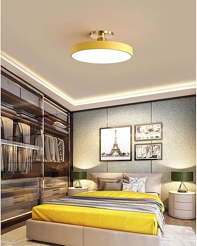 Miniatura 4 de APLIK Lámpara de techo LED estilo americano, pantalla macarrón, iluminación regulable de tres tonos, lámpara de techo de montaje empotrado (3000