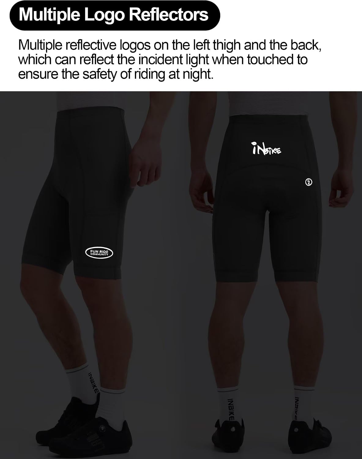 INBIKE Men's Cycling Shorts - 3D Padded, UPF 50+, Large Pockets for Road Riding Bicycle Biking