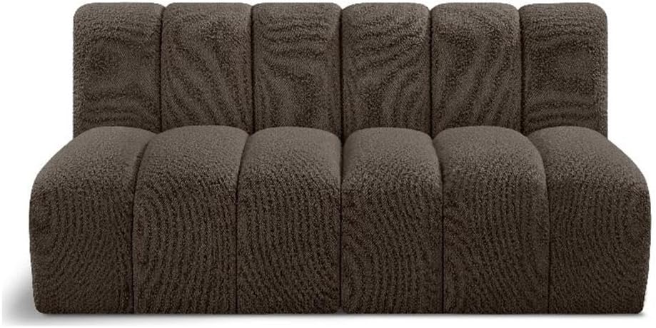 BOWERY HILL Modular Sectional Sofa, 60" W x 31" D x 30" H, Brown Boucle Fabric, Deep Channel Tufting, Contemporary Design, Versatile Living Room Seating or Den Furniture