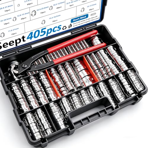 405Pcs Ear Hose Clamps Kit with Pliers, 15 sizes, stainless steel