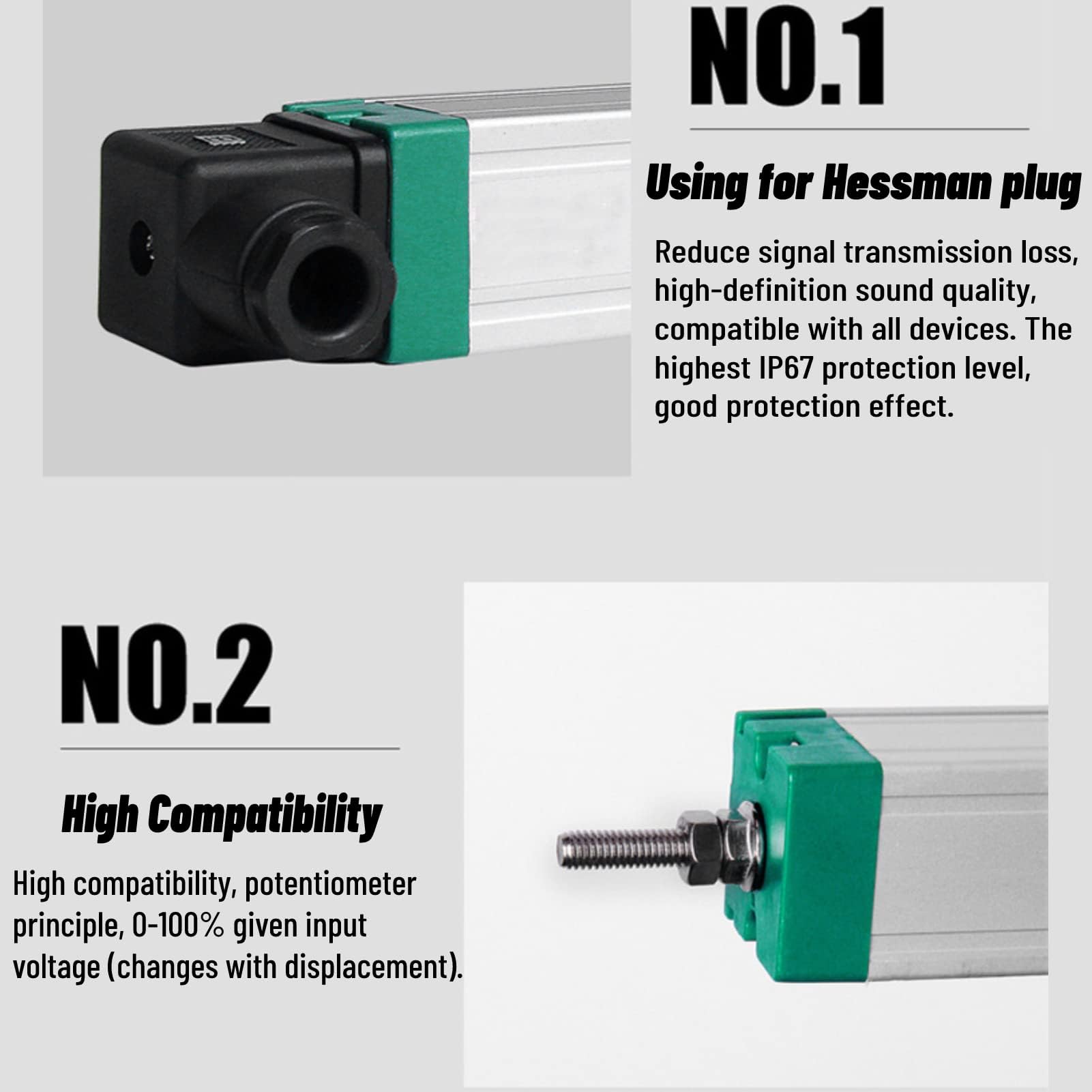 Niveau de Protection IP67 Capteur de Position Linéaire en Acier Inoxydable, Capteur de Déplacement de Tige de Traction de Règle éLectronique de Moulage Par Injection(KTC-300)