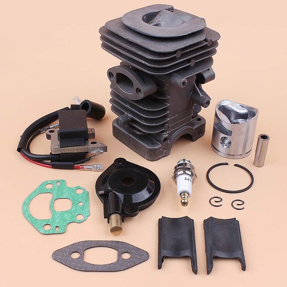 Tiempo Beixi 39mm Cilindro Pistón Bobina de Encendido Kit de Bomba de Aceite Compatible con Husqvarna Reconstruir 236 240 235 Motosierra Motor de Piezas de Repuesto # 545 05 04 17
