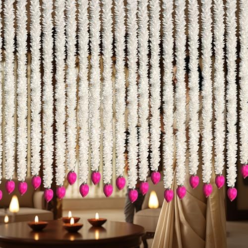 Image of Rajasthan Kraft Artificial Gajra Hanging with Lotus Design Pack of 2 | 39 Inch Long Traditional Festival & Wedding Home Dcor for Diwali, Makar Sankranti, Pooja & Griha Pravesh(RK-GJ4-2)