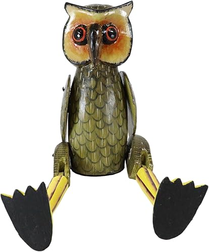 Ebros Gift Balikraft - Estatuilla decorativa de madera tallada a mano Burung Hantu Wayang, búho del bosque nocturno, estante decorativo para