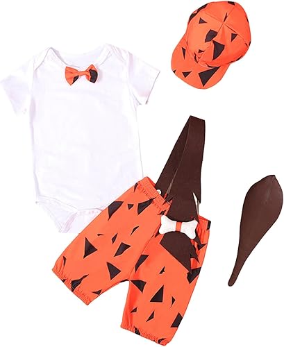Bam Bam - Disfraz de Halloween para bebé, disfraz de Halloween, huesos de perro, cueva histórica, para niños, mameluco con correa, pantalones