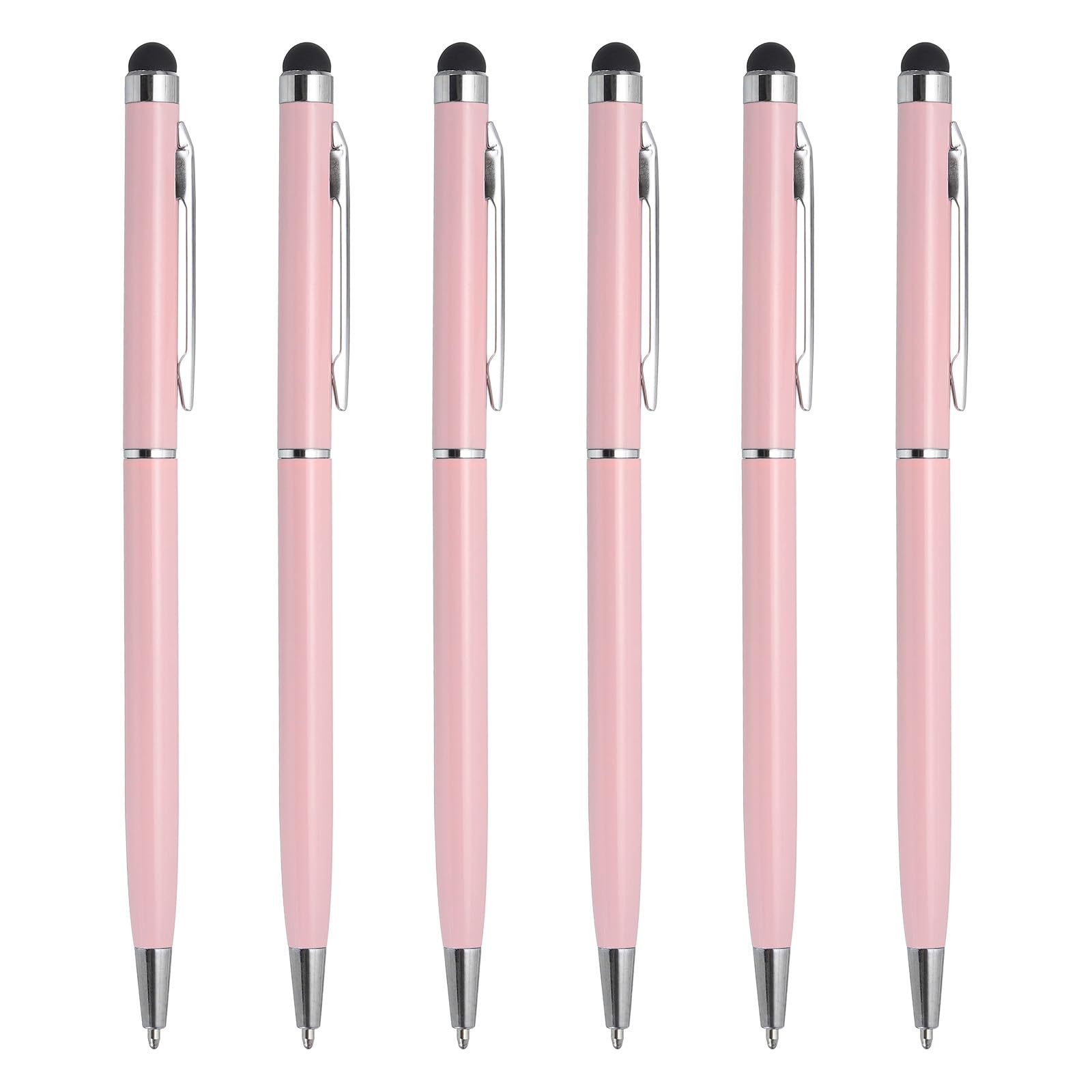 6pz Metallo Stilo Penna Biro Penna 2 in 1 Universale,Rosa Rosso