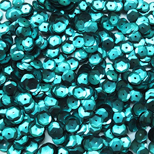8mm Cup Sequins Aqua Teal Matte Metallic Medium Hole Made in USA