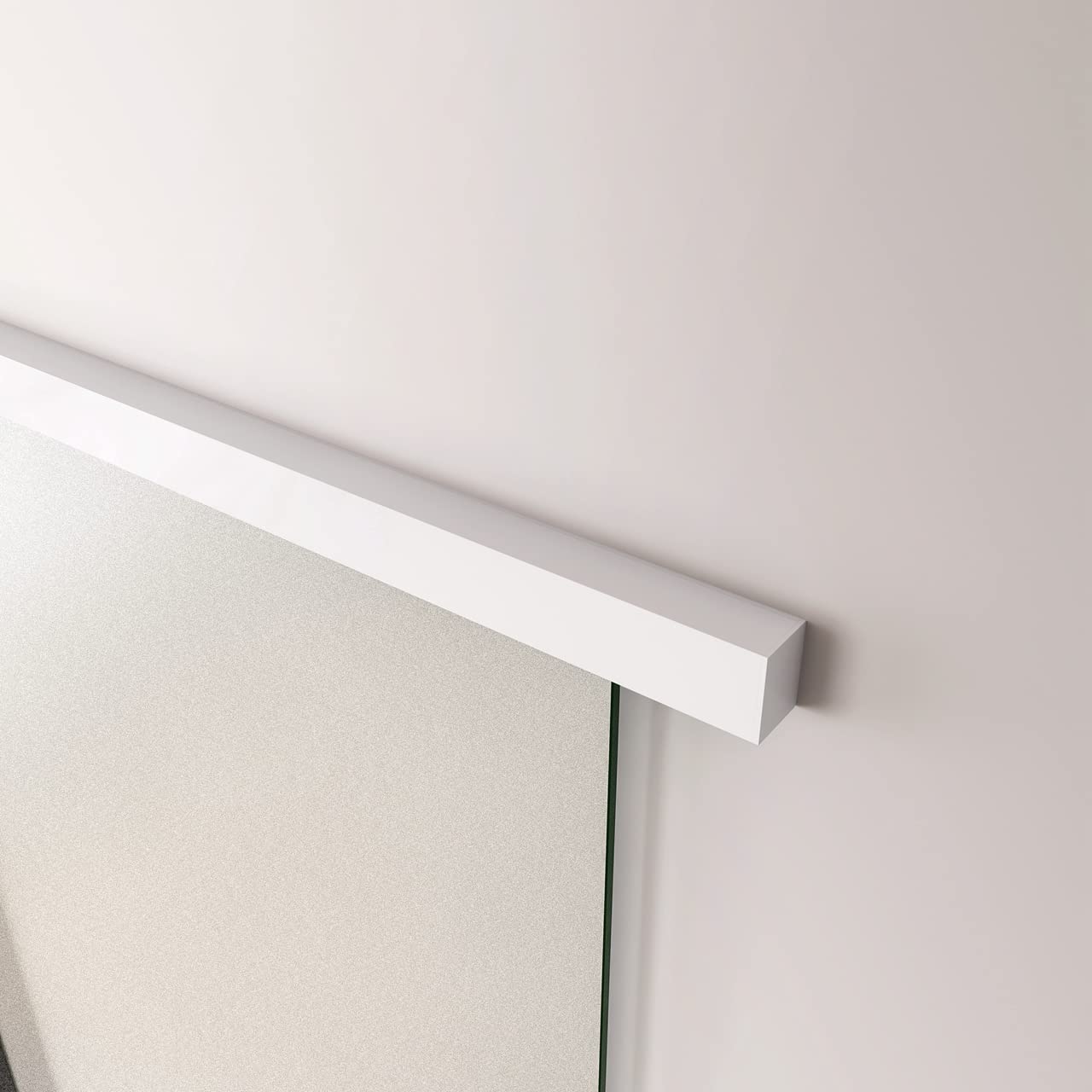 100x225 cm Porta Scorrevole in Vetro da 8 mm Temperato Opaco con Pellicola Anti-frantumi con Binario in Alluminio Bianco Verniciato