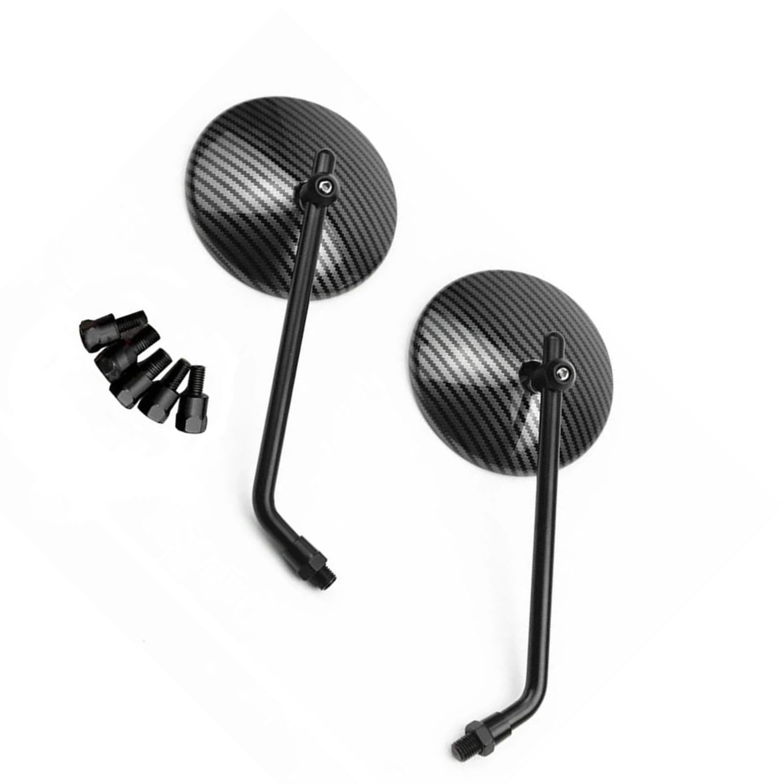 Rétroviseurs Latéraux Ronds Pour Moto Pour Royal Enfield Pour Continental GT Pour Interceptor 650 Noirs 10 Mm Ensemble rétroviseurs de moto(Fibre de carbone)