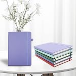 Cahiers de notes en ligne avec boucle de stylo, Cahier de couverture rigide pour le travail, 100Gsm Papier épais haut de gamme avec poche intérieure, moyen 5,7"x8,4", (Purple, règle)